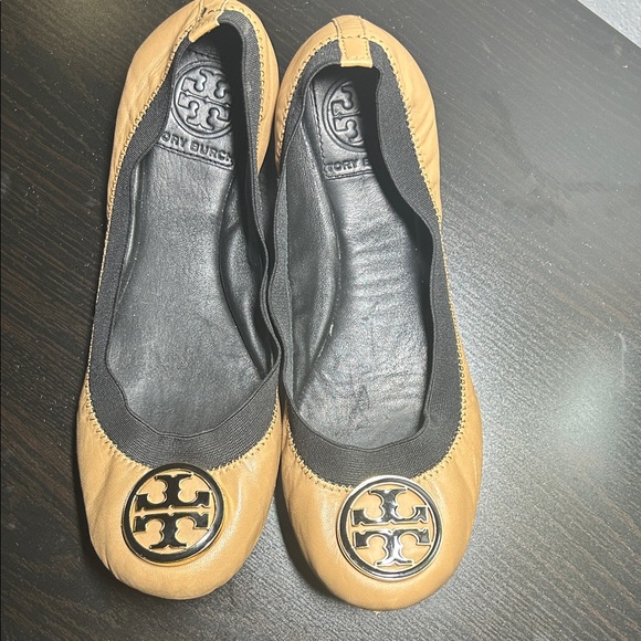 Tory Burch Camel and Black Flats - Picture 2 of 5